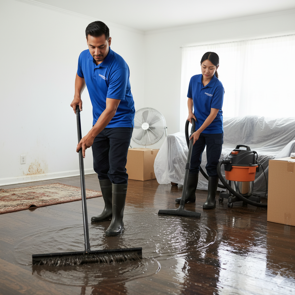 PureFlow team handling burst pipe cleanup equipment in Ottawa